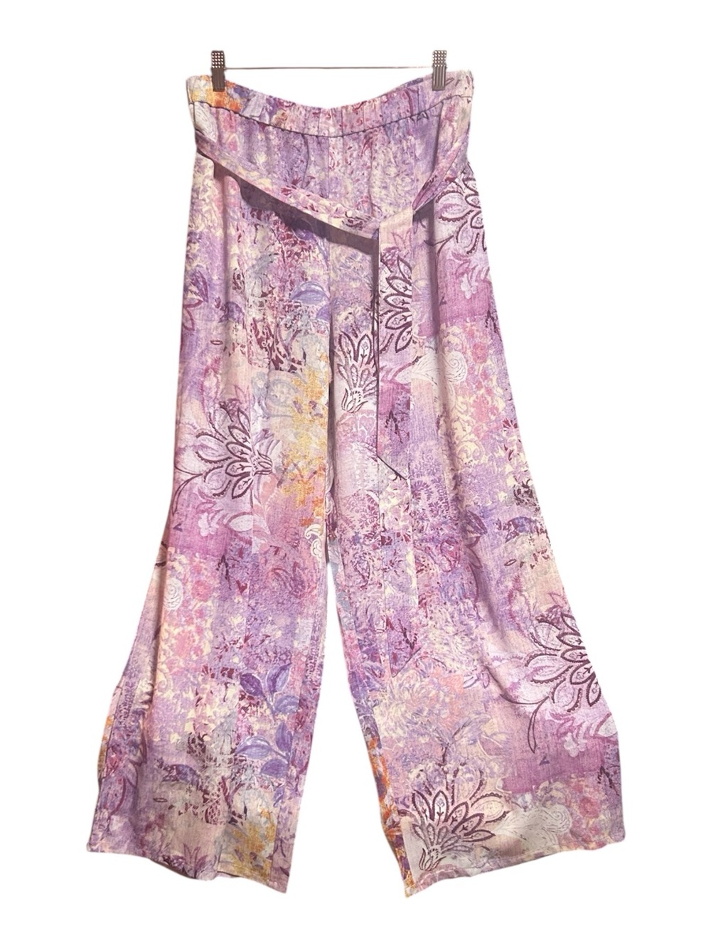 NWOT Susan Graver Printed Dove Twill Floral Wide-Leg Pants